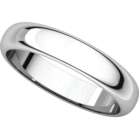 10k White Gold 4mm Half Round Band, Size 6.5