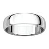 10k White Gold 5mm Half Round Light Band, Size 9