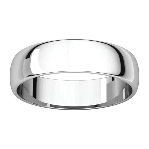 10k White Gold 5mm Half Round Light Band, Size 6