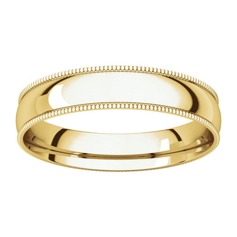 14k Yellow Gold 4mm Light Comfort Fit Milgrain Band , Size 7.5