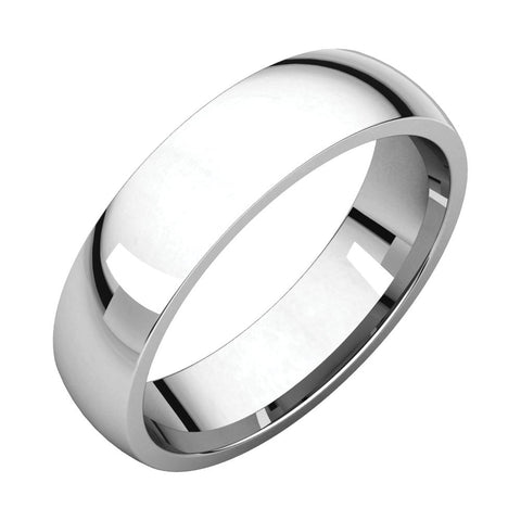 10k White Gold 5mm Light Comfort Fit Band, Size 13