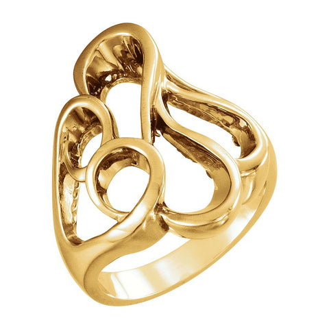 14k Yellow Gold Freeform Ring, Size 7