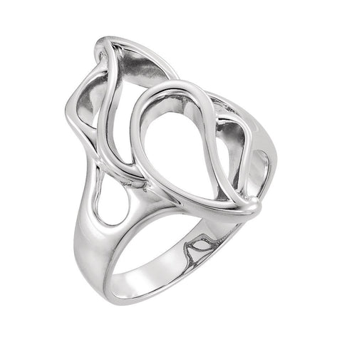 14k White Gold Freeform Ring, Size 6