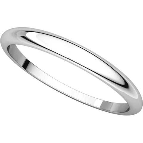 10k White Gold 2.5mm Half Round Tapered Band, Size 5.5