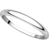 10k White Gold 2.5mm Half Round Tapered Band, Size 5.5