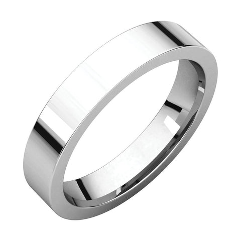 10k White Gold 4mm Flat Comfort Fit Wedding Band, Size 11