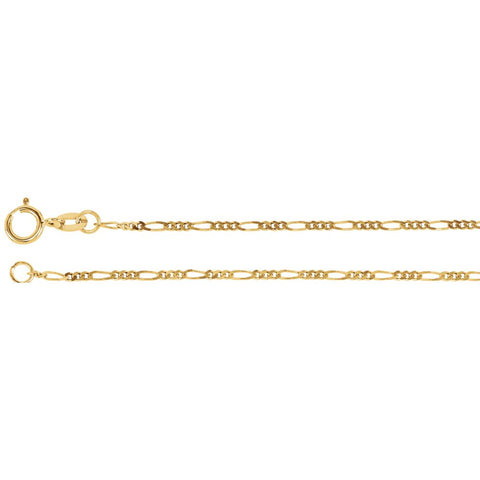 14k Yellow Gold 1.25mm Figaro 7" Chain