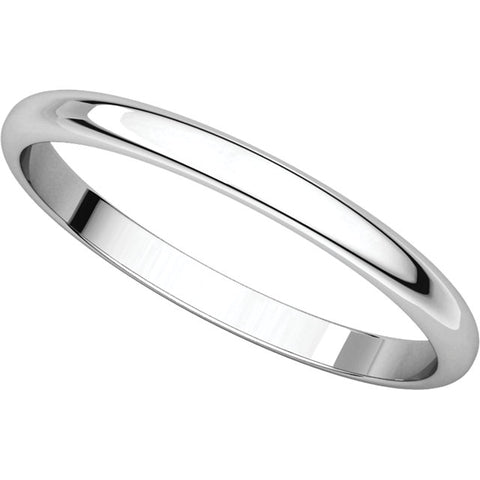 10k White Gold 2mm Half Round Light Band, Size 7