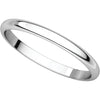 10k White Gold 2mm Half Round Light Band, Size 8