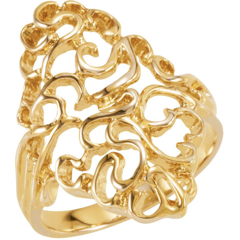 14k Yellow Gold Freeform Ring, Size 6