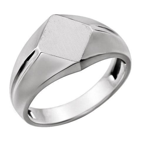 14k White Gold Men's Signet Ring, Size 10