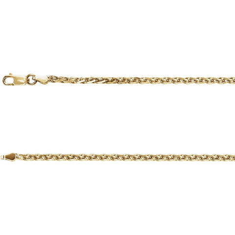 14k Yellow Gold 2mm Diamond Cut Wheat 16" Chain