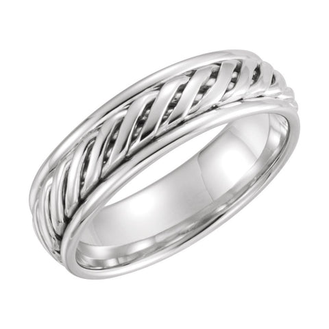 14k White Gold 6mm Comfort-Fit Duo Grooved Band Size 9