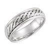 14k White Gold 6mm Grooved Comfort-Fit Band, Size 9