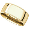 14k Yellow Gold 8mm Light Comfort Fit Milgrain Band , Size 12