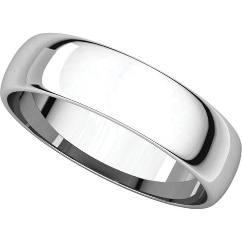 10k White Gold 5mm Half Round Light Band, Size 9