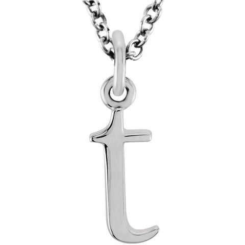 14k White Gold "t" Lowercase Initial 16" Necklace