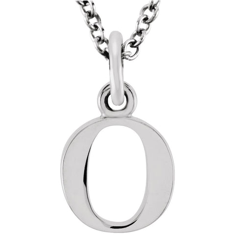 14k White Gold "o" Lowercase Initial 16" Necklace