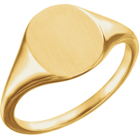 14k Yellow Gold 11x9mm Signet Ring, Size 7