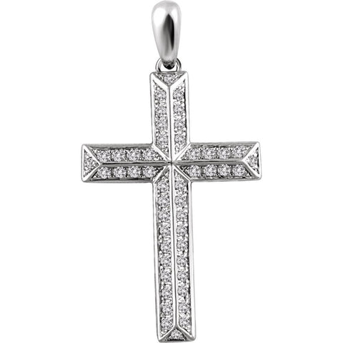 14k White Gold 1/2 CTW Diamond Cross Pendant