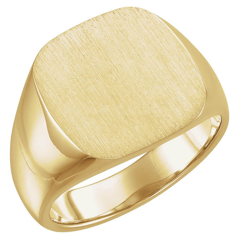 14k Yellow Gold 10mm Men's Solid Signet Ring , Size 11