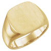 10.00 mm Men's Solid Signet Ring with Brush Finished Top in 14k Yellow Gold ( Size 10 )