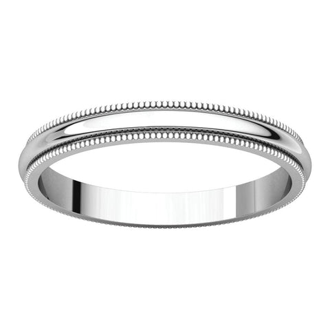 10k White Gold 2.5mm Milgrain Band, Size 4