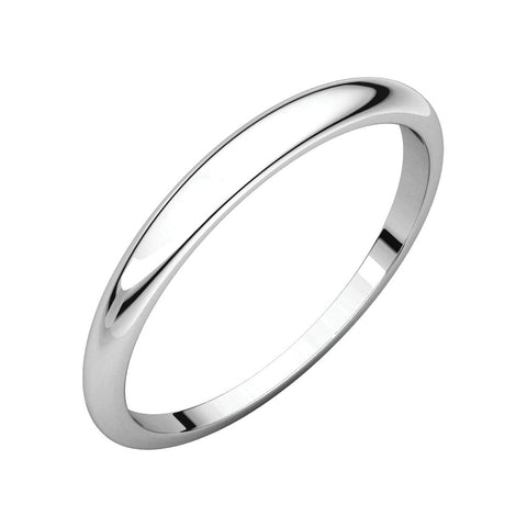 10k White Gold 2.5mm Half Round Tapered Band, Size 5.5