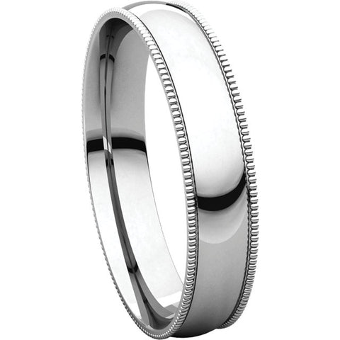 14k White Gold 4mm Light Comfort Fit Milgrain Band , Size 7.5