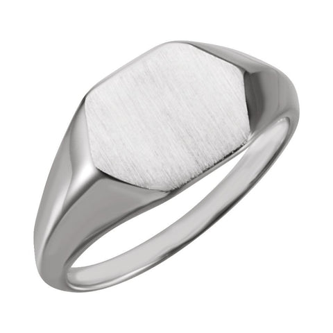 14k White Gold Signet Ring, Size 7