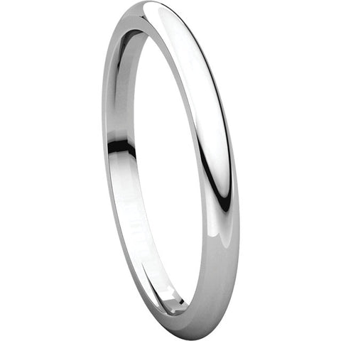 10k White Gold 2mm Comfort Fit Band, Size 5