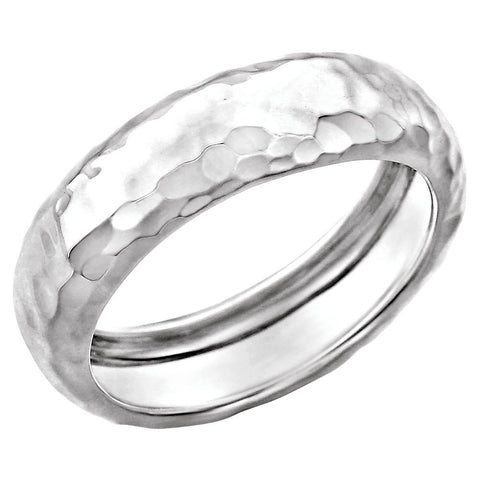 14k White Gold Hammered Ring Size 8