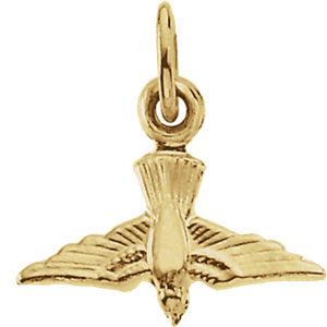 14k Yellow Gold 13x18mm White Dove Pendant