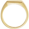 14k Yellow Gold 12mm Men's Signet Ring with Brush Finish, Size 10