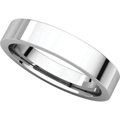 10k White Gold 4mm Flat Comfort Fit Band, Size 6