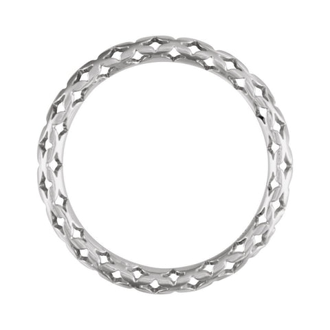 14k White Gold 3mm Pierced Style Ring, Size 7