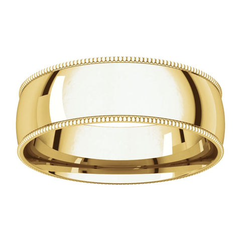 14k Yellow Gold 6mm Light Comfort Fit Milgrain Band , Size 9.5