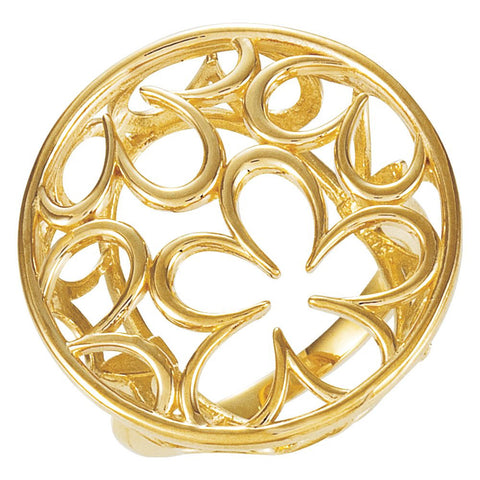 14k Yellow Gold Floral-Inspired Ring, Size 7