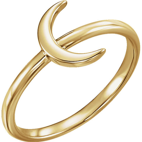 14k Yellow Gold Crescent Ring, Size 7