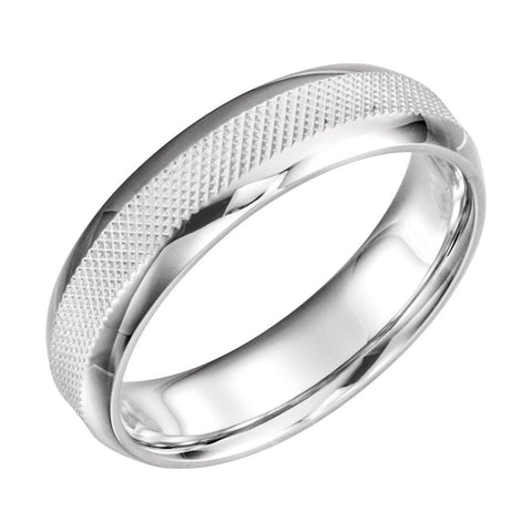 14k White Gold 6mm Knurl Design Band Size 11