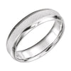 14k White Gold 6mm Knurl Design Comfort-Fit Wedding Band for Men, Size 11