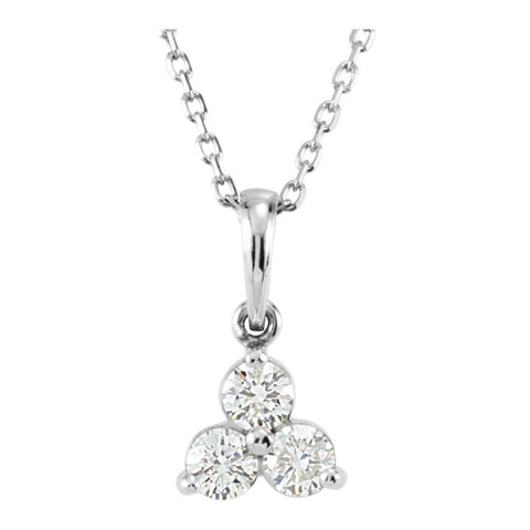 14k White Gold 1/3 CTW Diamond Three-Stone Necklace