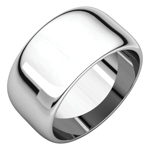 10k White Gold 10mm Half Round Band, Size 12