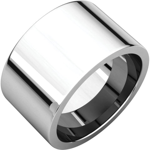 10k White Gold 12mm Flat Comfort Fit Band