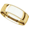 14k Yellow Gold 6mm Light Comfort Fit Milgrain Band , Size 12