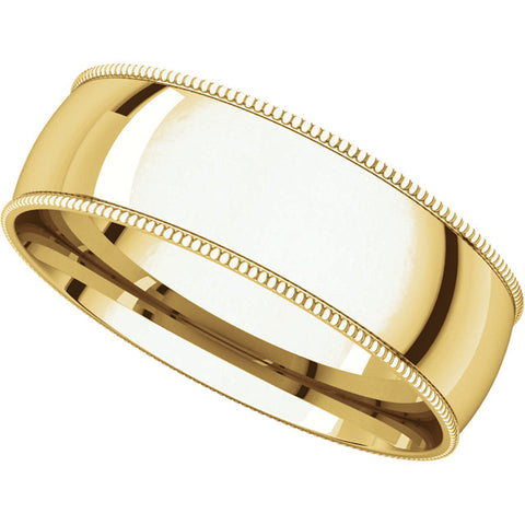 10k Yellow Gold 6mm Light Comfort Fit Milgrain Band , Size 10