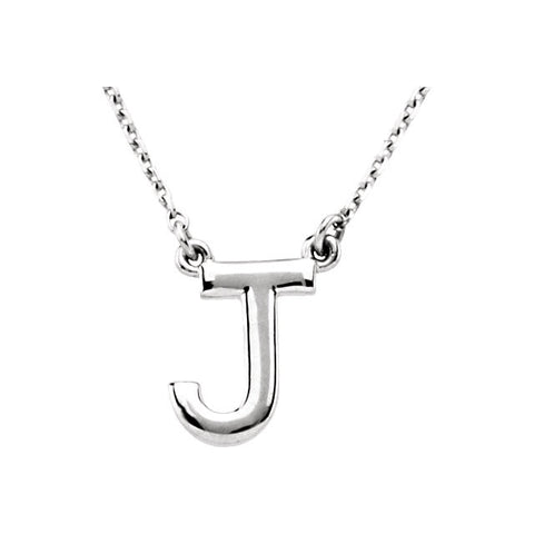 Sterling Silver Letter "J" Block Initial 16" Necklace