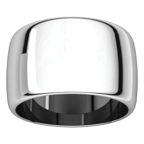 10k White Gold 12mm Half Round Band, Size 12.5