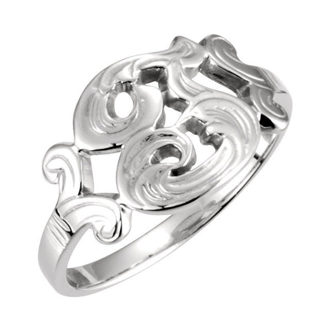 14k White Gold Initial Rings, Size 6