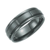 Black Titanium 7mm Grooved Band Size 9.5